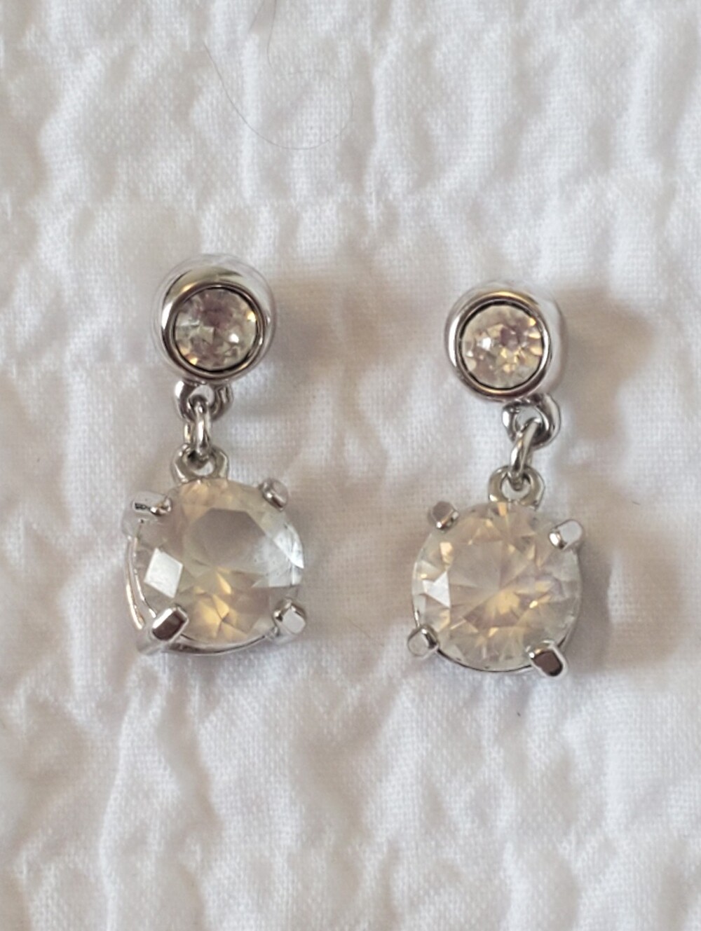 Swarovski Clear Crystal Drop Earrings In Silver-tone